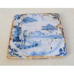 "Pescar" placa ceramica de Delft sec 18