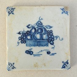 "Vase of Fruit" Delft ceramic tile, 18th century