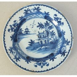 Lambeth plate decorated with Chinese motifs, England,...