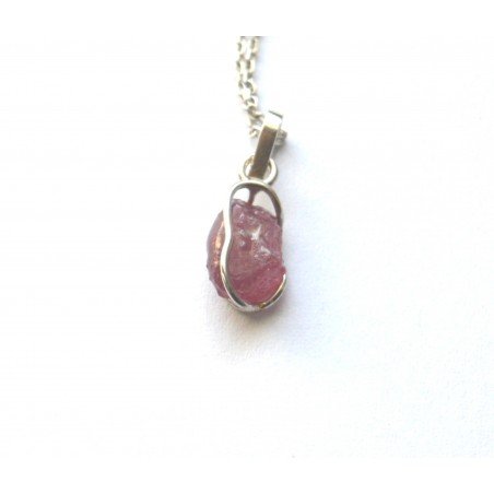 Silver pendant with rough ruby