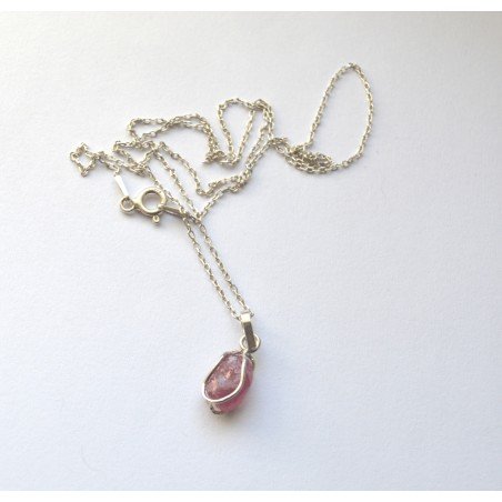 Silver pendant with rough ruby