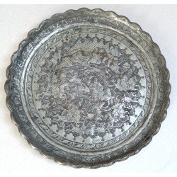 Antique Indo-Persian tinned copper tray