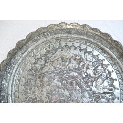 Antique Indo-Persian tinned copper tray 2