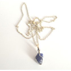 Silver pendant with rough sapphire 2
