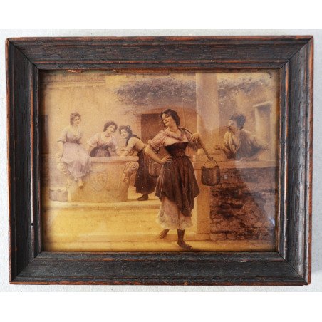 Eugene von Blaas "Flirtation at the Fountain" antique engraving/print on celluloid