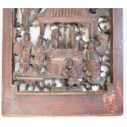 Decorative panel carved with court scenes, China,... 2