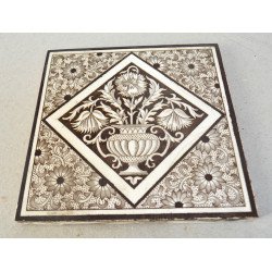 Placa ceramica Minton Aesthetic Movement cu motive florale cca 1885