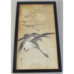 Ohara Koson 小原古邨 "Gaste in zbor si luna plina" xilogravura 1911