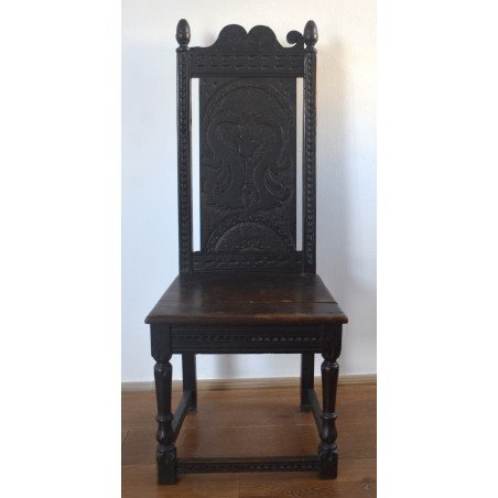 Scaun de stejar decorat cu dragoni Anglia sec 18
