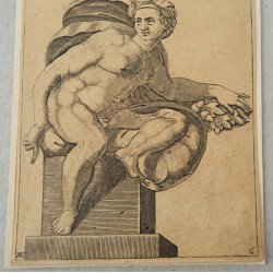 Adamo Scultori "Studiu dupa Michelangelo" gravura cca 1547-1587