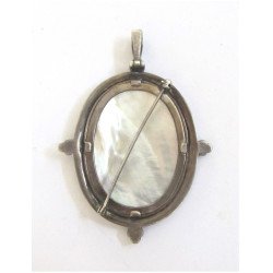 Art Deco silver brooch with mother-of-pearl cameo and... 2