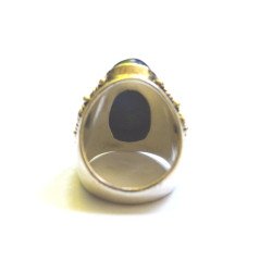 Heavy silver ring with azurite 2