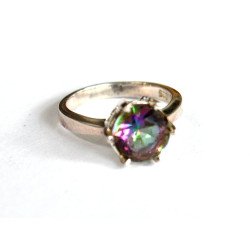 Silver ring with mystic topaz