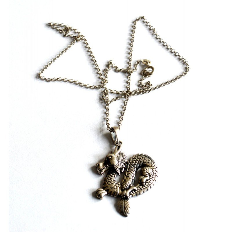 Vintage silver dragon pendant
