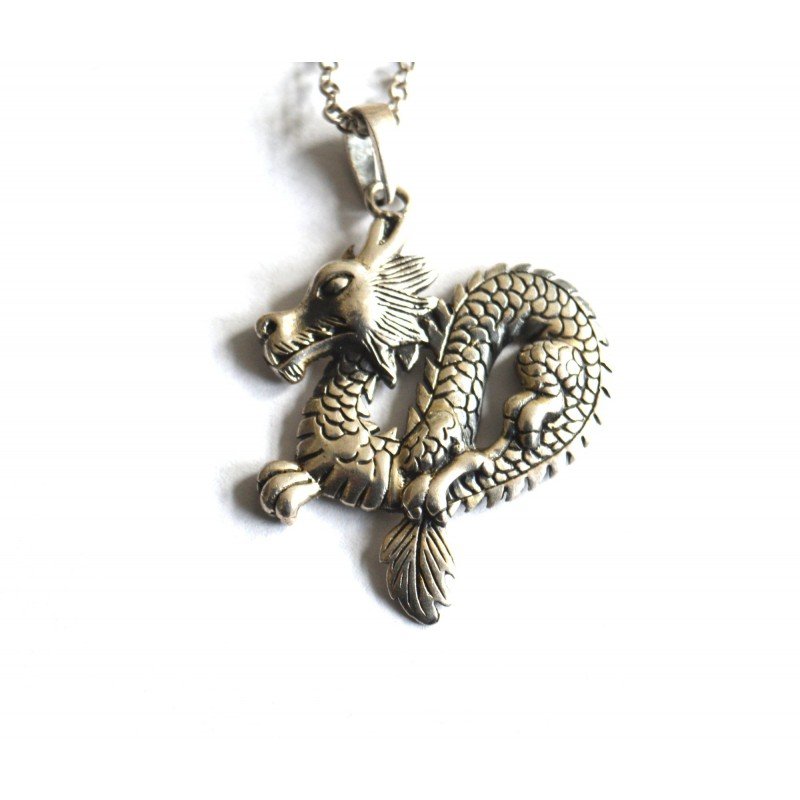 Vintage silver dragon pendant