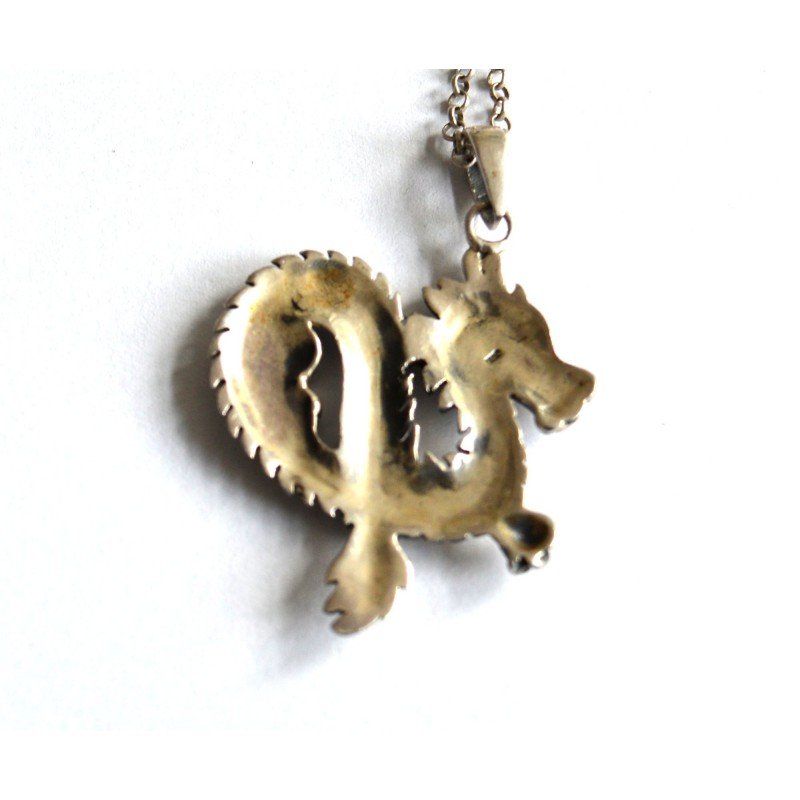 Vintage silver dragon pendant