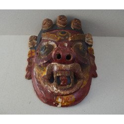 Bhairab Mahakala veche masca budista de lemn policromat Nepal