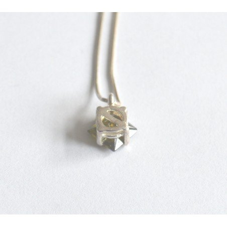 Silver chain and pendant with diopside