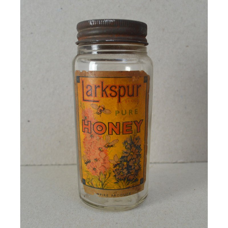 "Larkspur pure honey" jar, England, circa...