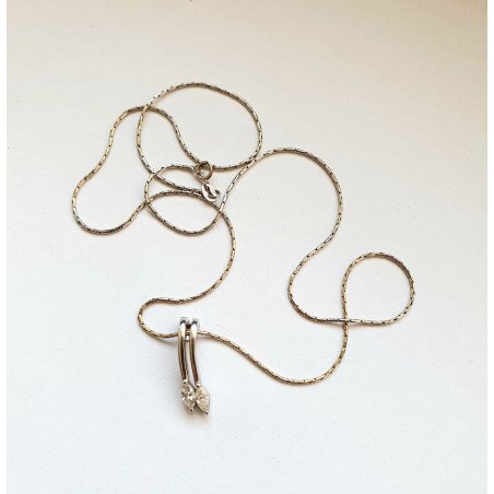 18k white gold chain with 18k gold diamond pendant
