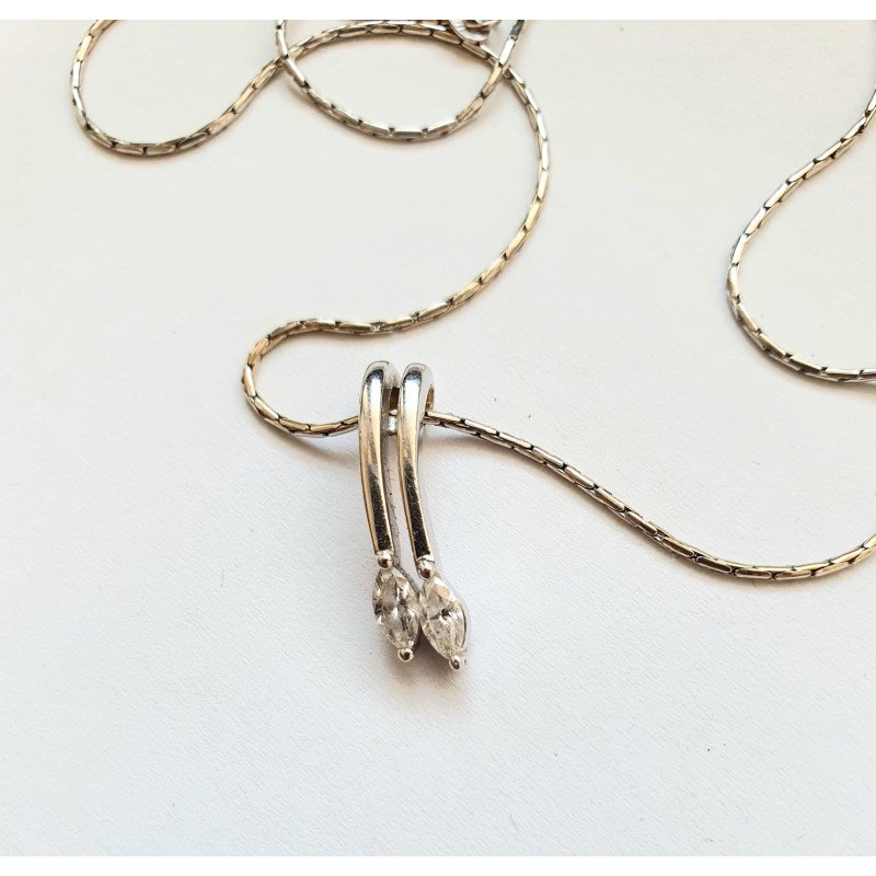 18k white gold chain with 18k gold diamond pendant