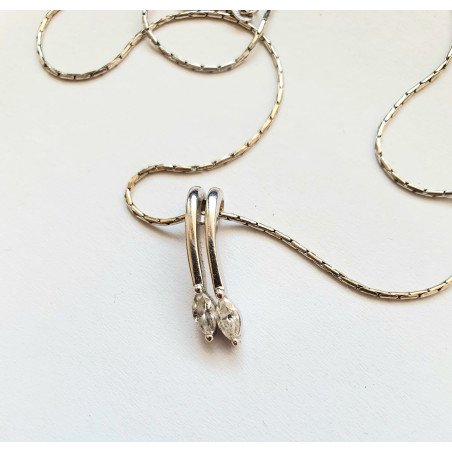 18k white gold chain with 18k gold diamond pendant