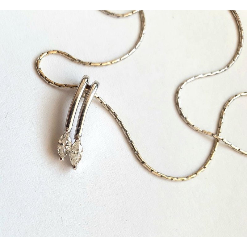 18k white gold chain with 18k gold diamond pendant