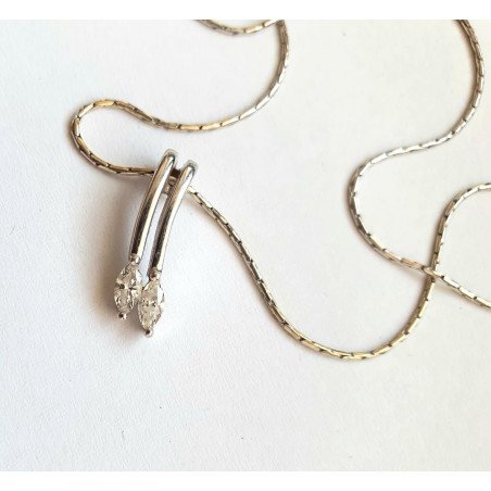 18k white gold chain with 18k gold diamond pendant