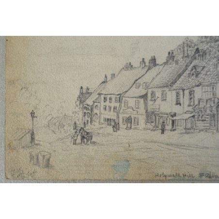 "Holywell Hill" St Albans, drawing, 1896
