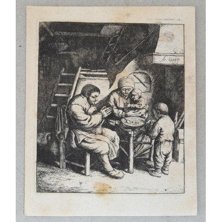 Adriaen van Ostade "Grace before the Meal" engraving, circa 1782-1803