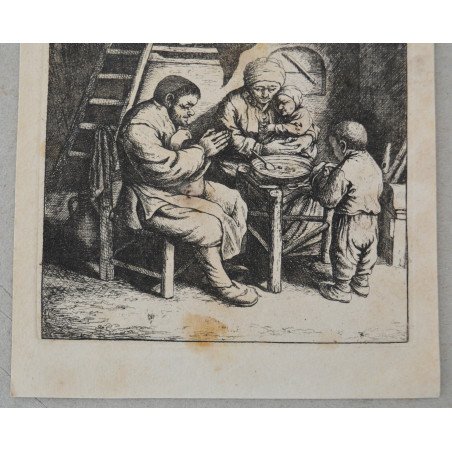 Adriaen van Ostade "Grace before the Meal" engraving, circa 1782-1803