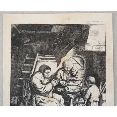 Adriaen van Ostade "Grace before the Meal" engraving, circa 1782-1803
