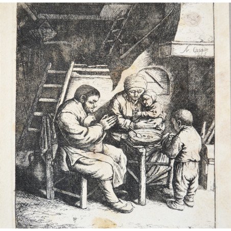 Adriaen van Ostade "Grace before the Meal" engraving, circa 1782-1803