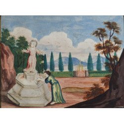 "Putti in an Allegorical Garden Scene" tempera on... 2