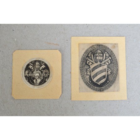 "Papal Coats of Arms/Insignia" set of 2 engravings