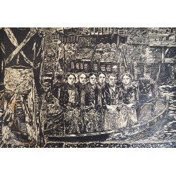"Imbarcarea prizonierilor" xilogravura veche