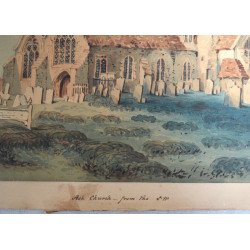 "Ash Church" antique watercolour, 19th century 2