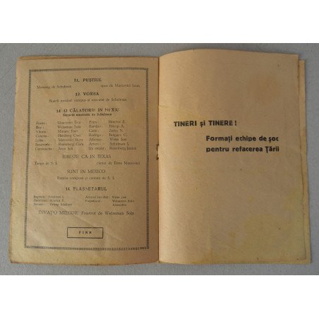 "Progressive Youth of Romania" musical revue programme