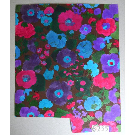 "Thouviot de Coninck & Co" floral pattern design for textile printing, watercolour, circa 1970