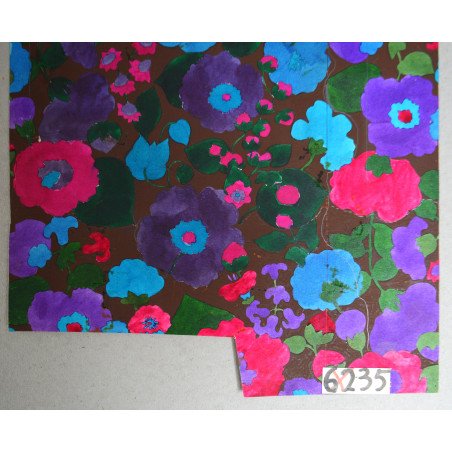 "Thouviot de Coninck & Co" floral pattern design for textile printing, watercolour, circa 1970