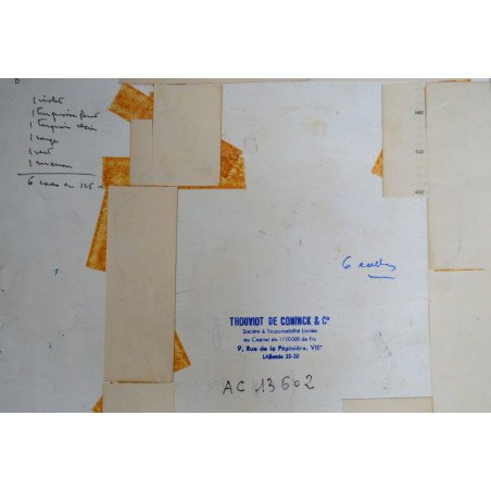 "Thouviot de Coninck & Co" floral pattern design for textile printing, watercolour, circa 1970