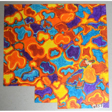 Abstract pattern design for textile printing, watercolour, circa 1970