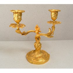 Rococo-style gilt bronze two-branch candlestick 2