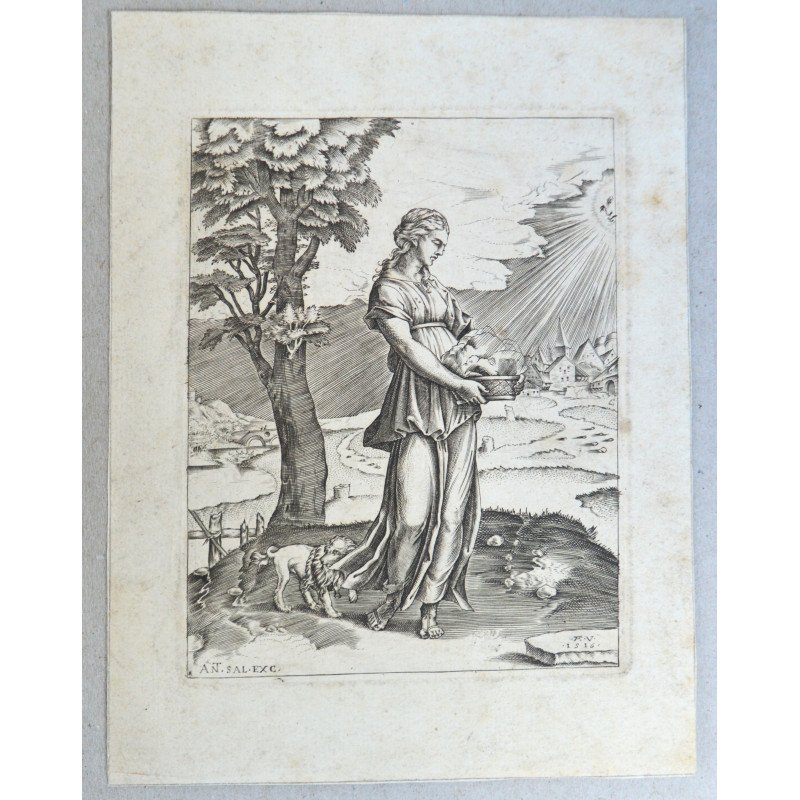Agostino Veneziano "Sibila cumeană" gravura 1516