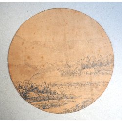 Landscape, antique drawing, 1870