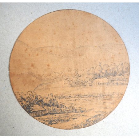 Landscape, antique drawing, 1870