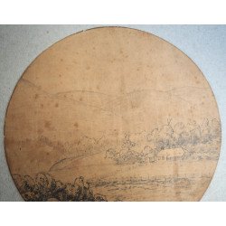 Landscape, antique drawing, 1870 2