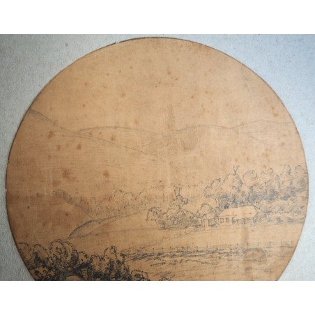 Landscape, antique drawing, 1870