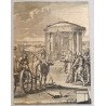 Matthias Scheits "Dagon cazand inaintea Arcei" gravura veche 1672