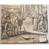 Matthias Scheits "Dagon cazand inaintea Arcei" gravura veche 1672